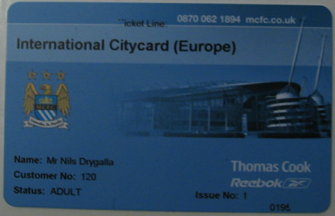 International Citycard (Europe) Grafik: International Citycard des Manchester City Football Club