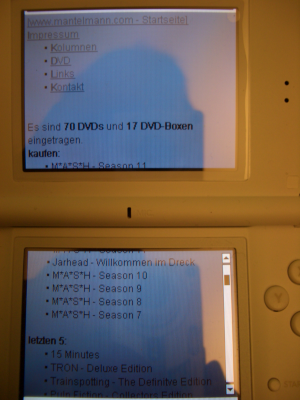 www.mantelmann.com auf dem Nintendo DS